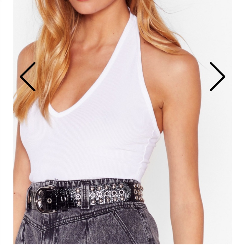nasty gal white halter top